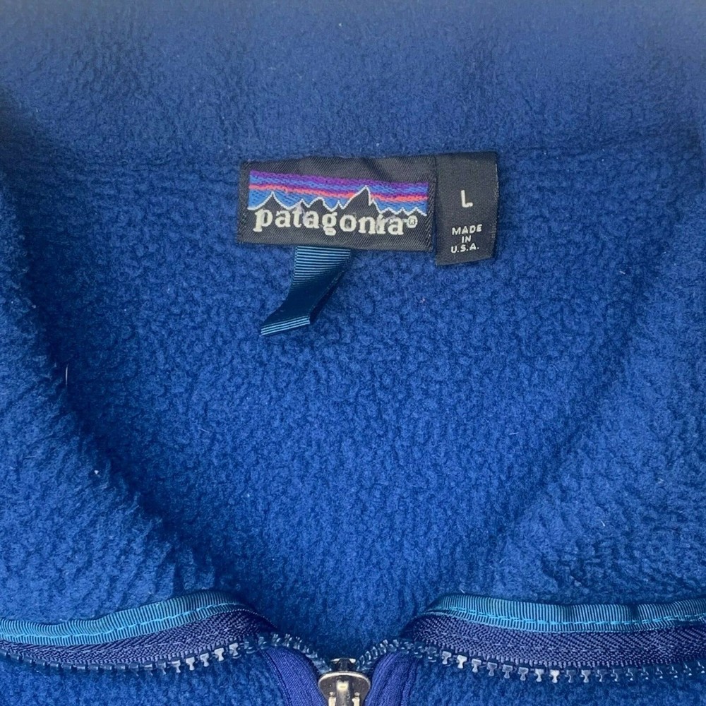 Vintage '91 Patagonia Mens Synchilla Fleece Jacket Cobalt Blue 25021 Size Large - Picture 11 of 12